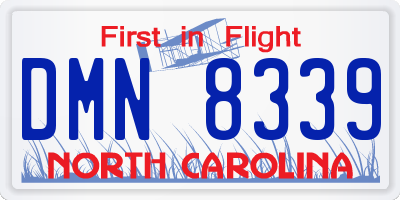 NC license plate DMN8339