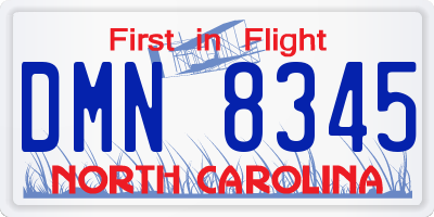 NC license plate DMN8345