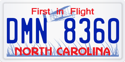 NC license plate DMN8360
