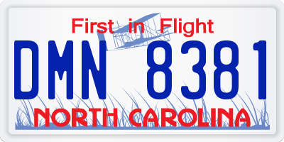 NC license plate DMN8381