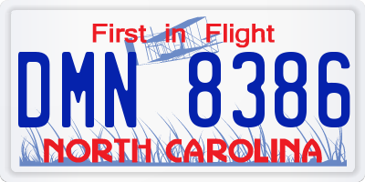 NC license plate DMN8386