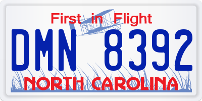 NC license plate DMN8392