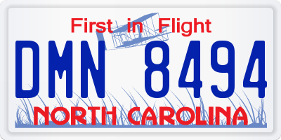 NC license plate DMN8494