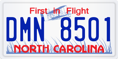 NC license plate DMN8501