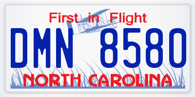 NC license plate DMN8580