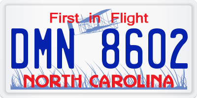 NC license plate DMN8602