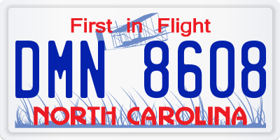 NC license plate DMN8608