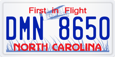 NC license plate DMN8650