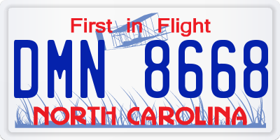 NC license plate DMN8668