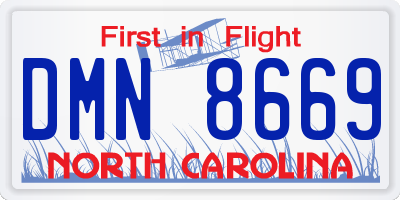 NC license plate DMN8669