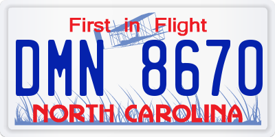 NC license plate DMN8670