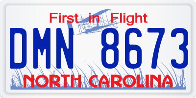 NC license plate DMN8673