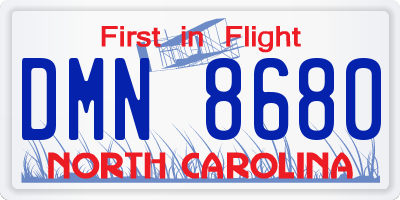 NC license plate DMN8680
