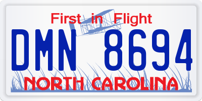 NC license plate DMN8694