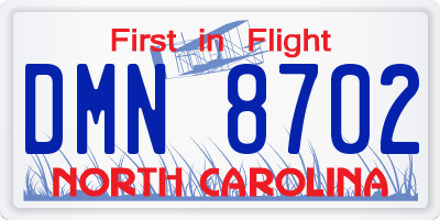 NC license plate DMN8702