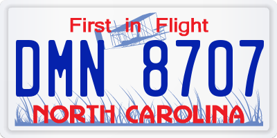 NC license plate DMN8707