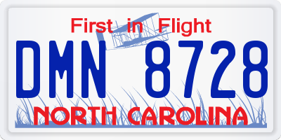 NC license plate DMN8728