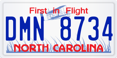 NC license plate DMN8734