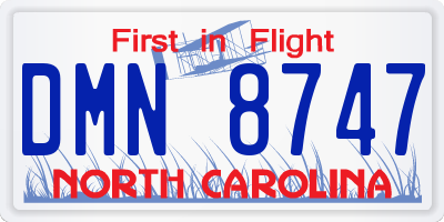 NC license plate DMN8747