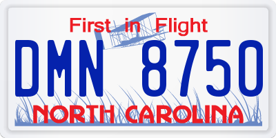 NC license plate DMN8750