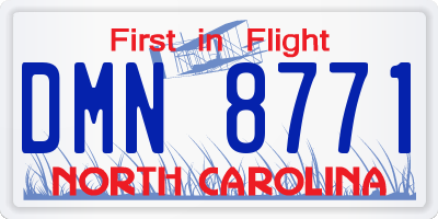 NC license plate DMN8771