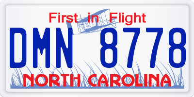 NC license plate DMN8778