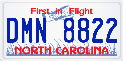 NC license plate DMN8822