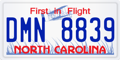 NC license plate DMN8839