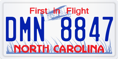 NC license plate DMN8847