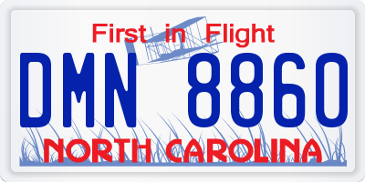 NC license plate DMN8860