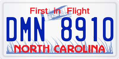 NC license plate DMN8910