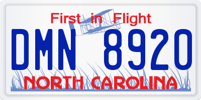 NC license plate DMN8920