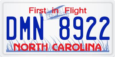 NC license plate DMN8922