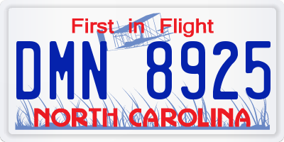 NC license plate DMN8925