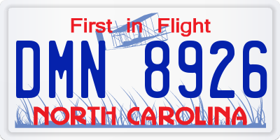 NC license plate DMN8926