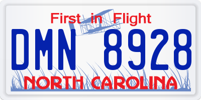 NC license plate DMN8928