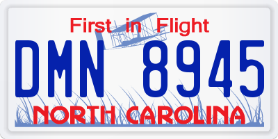 NC license plate DMN8945