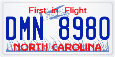 NC license plate DMN8980