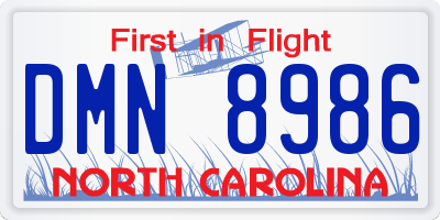 NC license plate DMN8986
