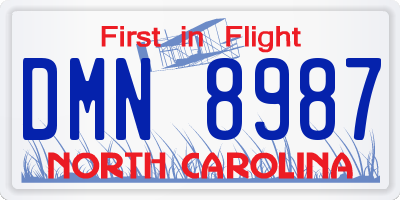 NC license plate DMN8987