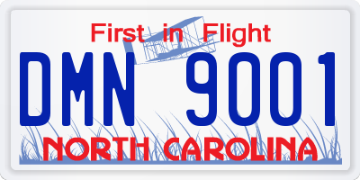 NC license plate DMN9001