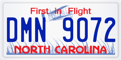 NC license plate DMN9072