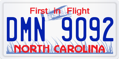 NC license plate DMN9092