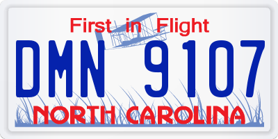 NC license plate DMN9107