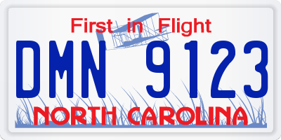 NC license plate DMN9123