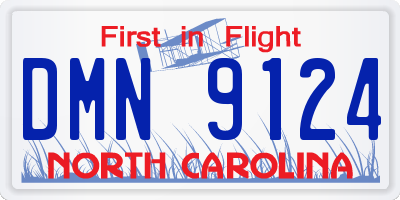 NC license plate DMN9124