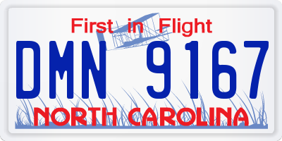 NC license plate DMN9167