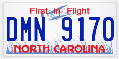 NC license plate DMN9170