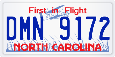 NC license plate DMN9172