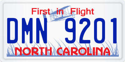 NC license plate DMN9201